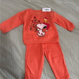 Peanuts Orange Pajama Set with Festive Print